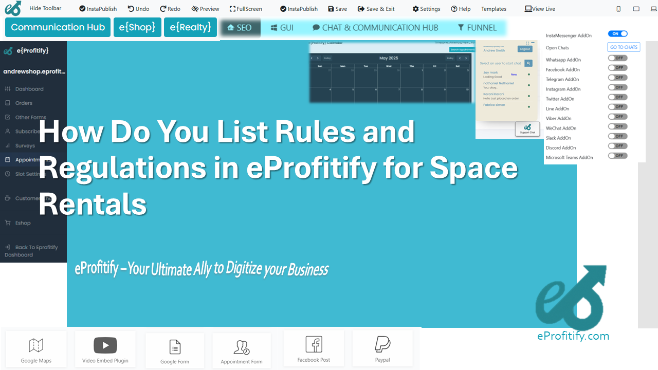 How Do You List Rules and Regulations in eProfitify for Space Rentals